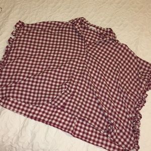 Red gingham button up top